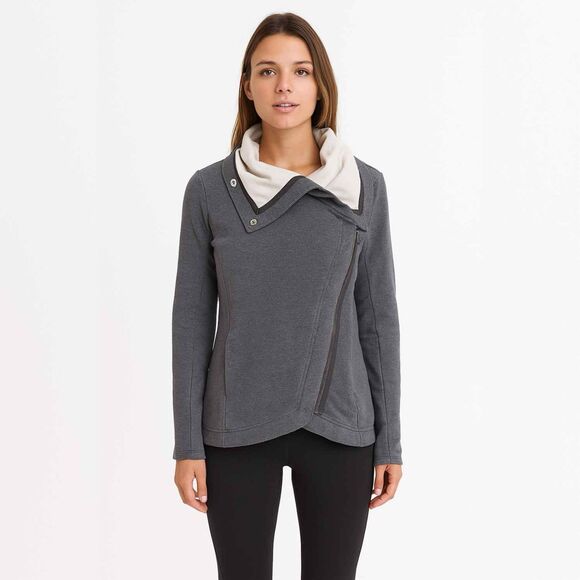 Lululemon ‘Method Wrap’ Gray Cowl Neck Asymmetrical Zip Up Jacket - Picture 1 of 10